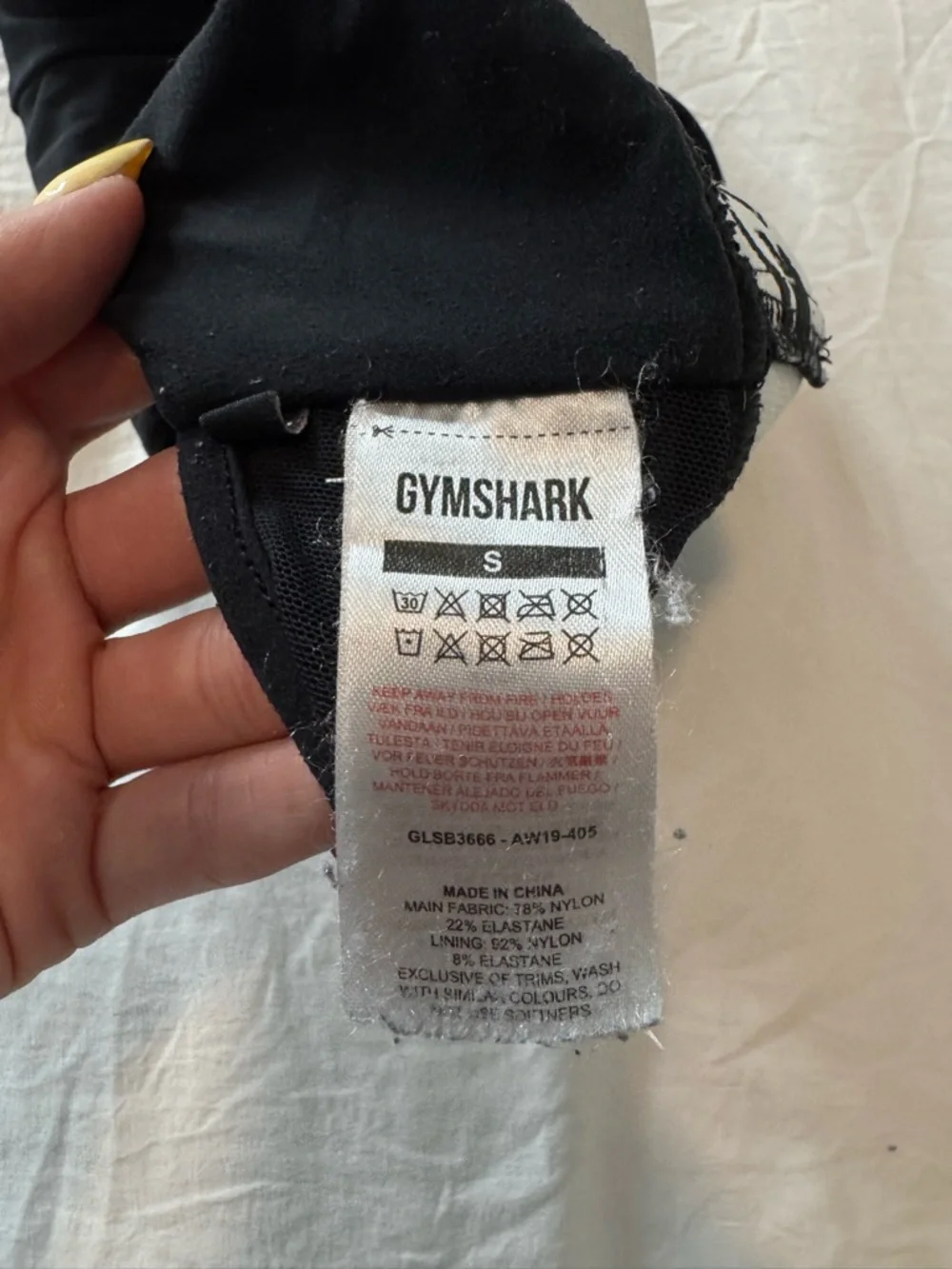 Gymshark Black Racerback Sports Bra with White Logo Band